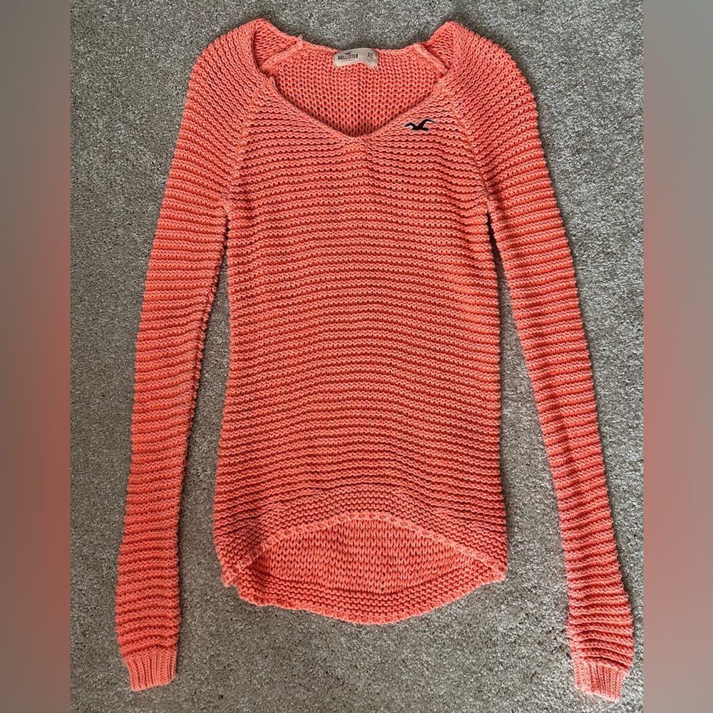 Hollister XS Neon Orange Chunky Sweater